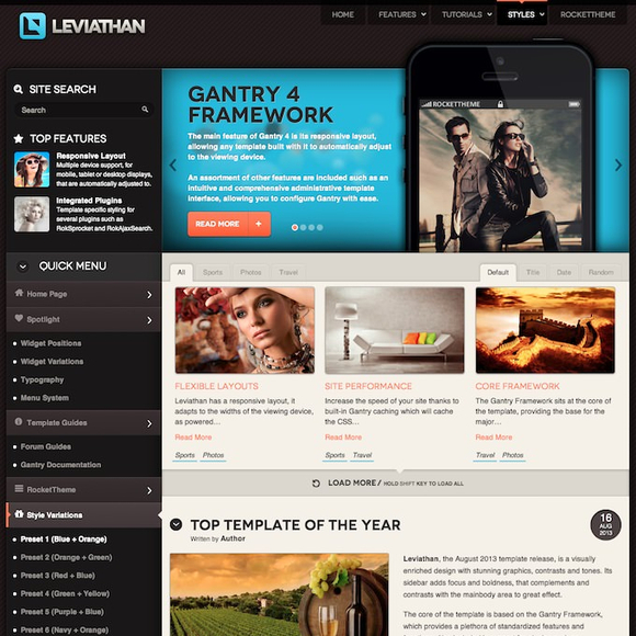 RocketTheme Leviathan - Download WordPress Responsive Theme
