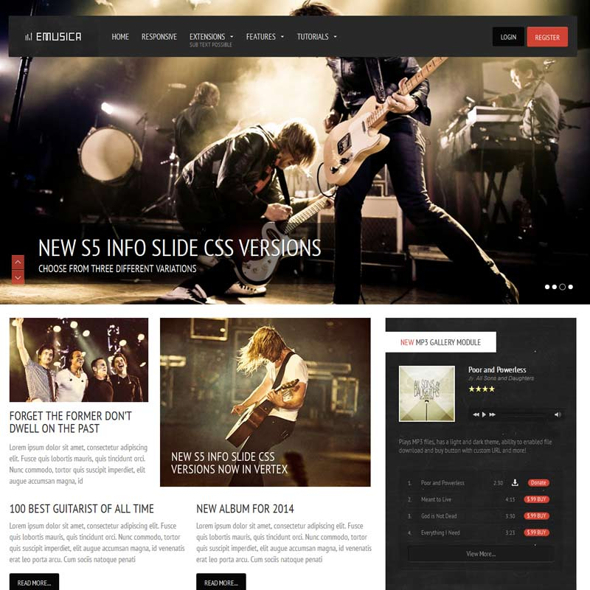 Shape5 Emusica - Download Joomla Responsive Template