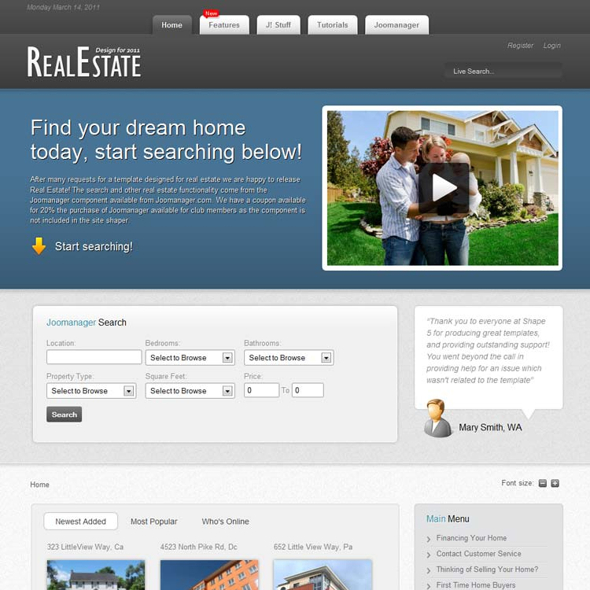 Shape5 Real Estate - Download Joomla Responsive Template