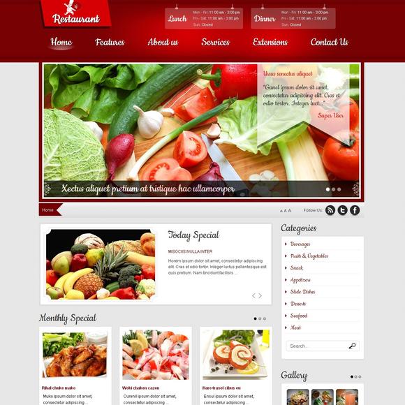 SJ Restaurant - Download Joomla Template