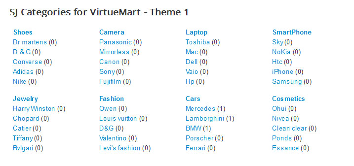 SJ Categories for VirtueMart - Download Joomla! Module