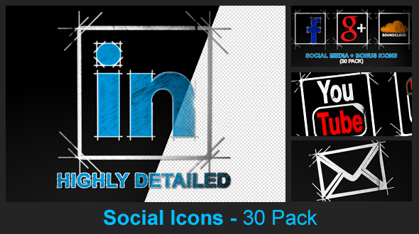 Social Media Icons- 30 Pack - Download Videohive 8273695