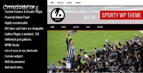SPORTY – Responsive WordPress Theme for Sport Clubs Download Free