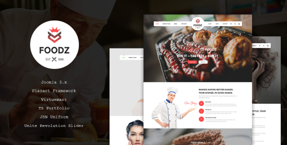 Templaza Foodz - Download Restaurant Joomla Template