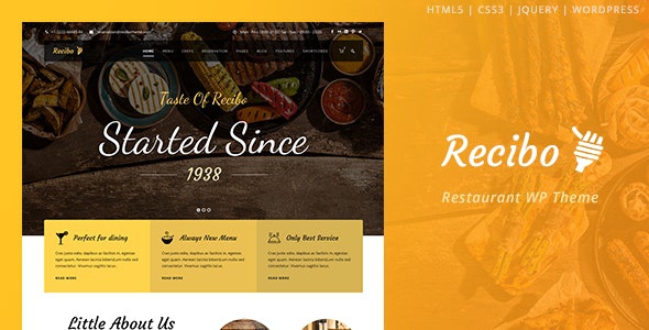 ThemeForest Recibo - Download Restaurant WordPress Theme
