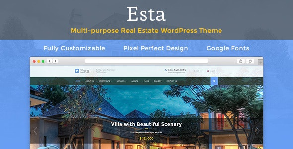 ThemeForest Esta - Download Responsive Real Estate Property Rent & Sale Company & Agent WordPress Theme