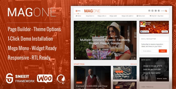 ThemeForest MagOne - Download Responsive Magazine & News WordPress Theme