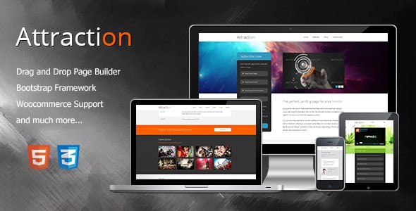 ThemeForest Attraction - Download Responsive WordPress Landing Page Theme