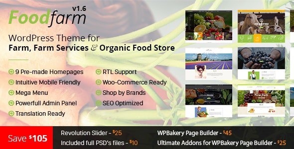 ThemeForest FoodFarm - Download WordPress Theme for Farm, Farm Services and Organic Food Store