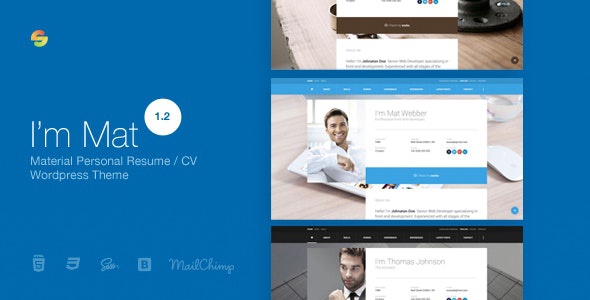 ThemeForest I am Mat - Download Material Personal Resume / CV vCard WordPress Theme