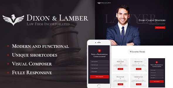 ThemeForest Dixon & Lamber - Download Law Firm WordPress Theme
