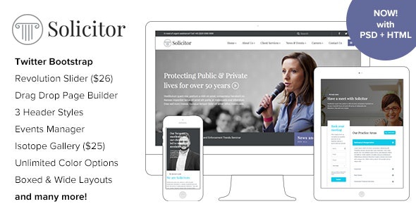 ThemeForest Solicitor - Download Law Business Responsive WordPress Theme