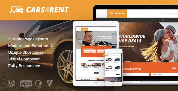 ThemeForest Cars4Rent - Download Auto Rental & Taxi Service WordPress Theme + RTL