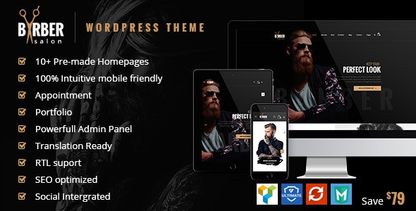 ThemeForest Barber - Download Hair, Tattoo & Beauty Salons WordPress Theme