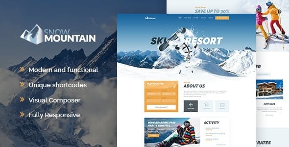 ThemeForest Snow Mountain - Download Ski Resort & Snowboard School WordPress Theme
