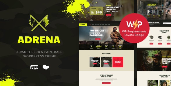ThemeForest Adrena - Download Airsoft Club & Paintball WordPress Theme