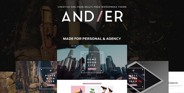 ThemeForest Andier - Download Responsive One & Multi Page Portfolio WordPress Theme