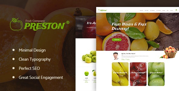 ThemeForest Preston - Download Fruit Company & Organic Farming WordPress Theme