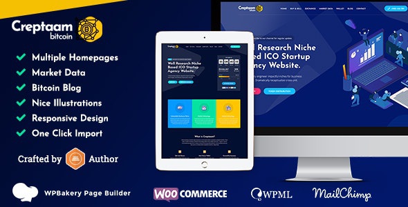 ThemeForest Creptaam - Download Bitcoin, ICO Landing and Cryptocurrency WordPress Theme
