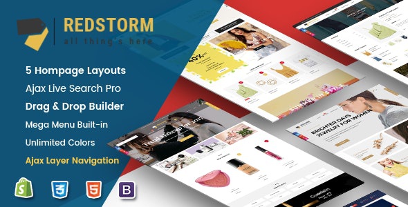 ThemeForest RedStorm - Download Creative Drag & Drop Sectioned Responsive Shopify Theme