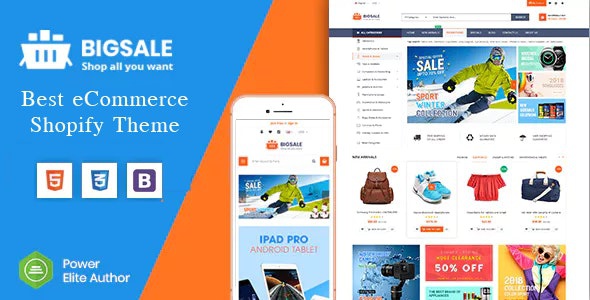 ThemeForest BigSale - Download The Clean, Minimal & Unlimited Bootstrap 4 Shopify Theme (12+ HomePages)