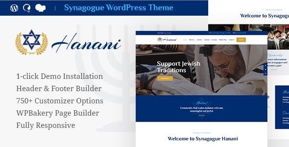 ThemeForest Hanani - Download Jewish Community & Synagogue WordPress Theme + RTL