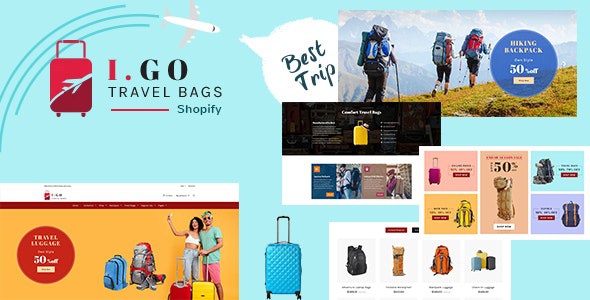 ThemeForest Igo - Download Travel Bag Shop Shopify Theme