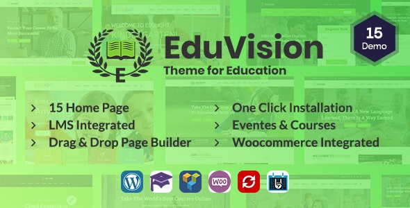 ThemeForest Eduvision - Download Online Course Multipurpose Education WordPress Theme