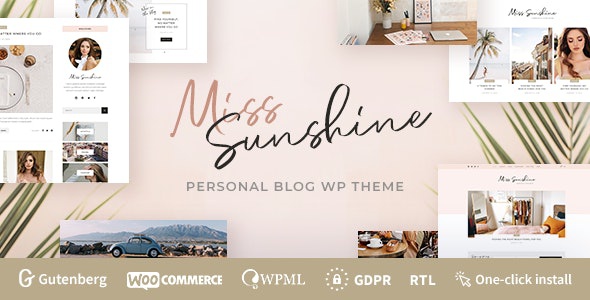 ThemeForest Miss Sunshine - Download Lifestyle & Beauty Women Blog WordPress Theme