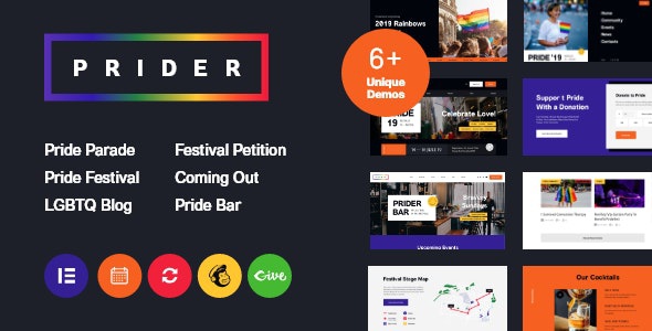 ThemeForest Prider - Download LGBT & Gay Rights Festival WordPress Theme + Bar