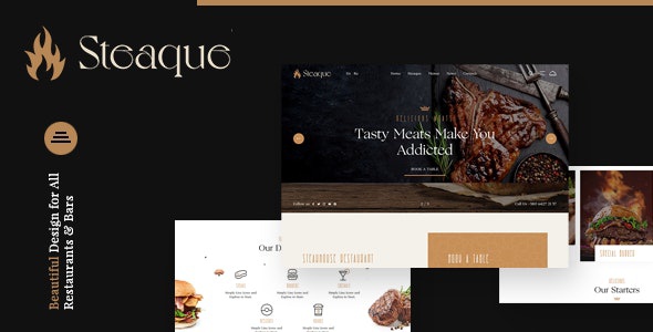 ThemeForest Steaque - Download Restaurant and Cocktail Bar WordPress Theme