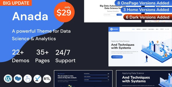 ThemeForest Anada - Download Data Science & Analytics Saas WordPress Theme