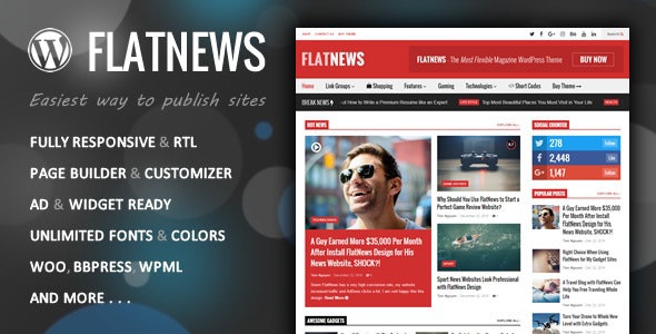 ThemeForest FlatNews - Download Responsive Magazine WordPress Theme
