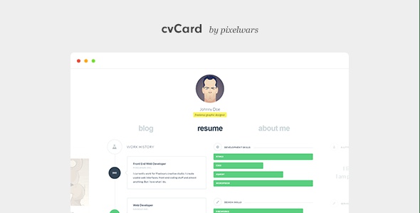 ThemeForest cvCard WP - Download Responsive WordPress Resume Theme
