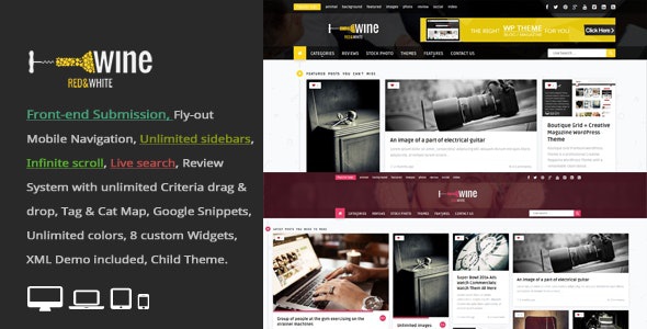 ThemeForest Wine Masonry - Download Review & Front-end Submission WordPress Theme