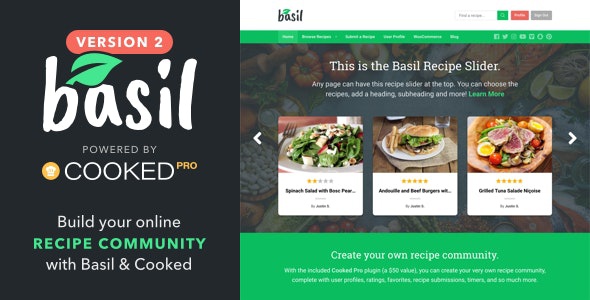 ThemeForest Basil - Download WordPress Recipes Theme