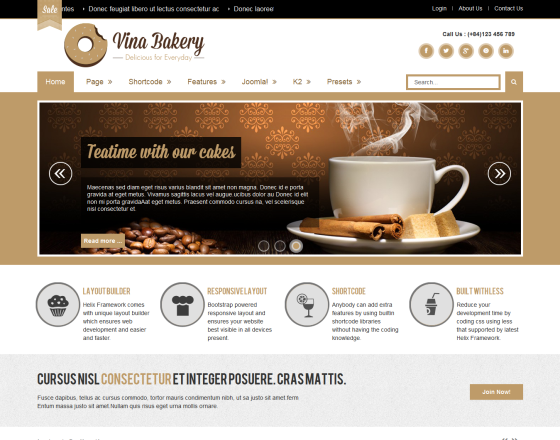 VinaGecko Bakery II - Download Flexibility and Responsive Joomla Template