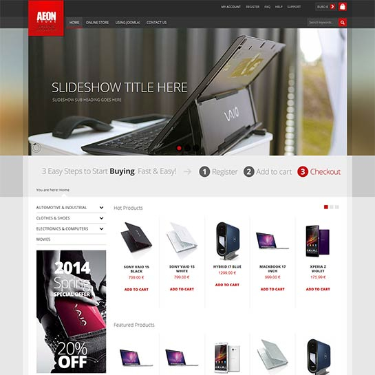 VirtuemartTemplates Aeon - Download Virtuemart Joomla Template