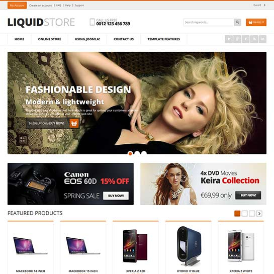 VirtuemartTemplates Liquid - Download Virtuemart Joomla Template