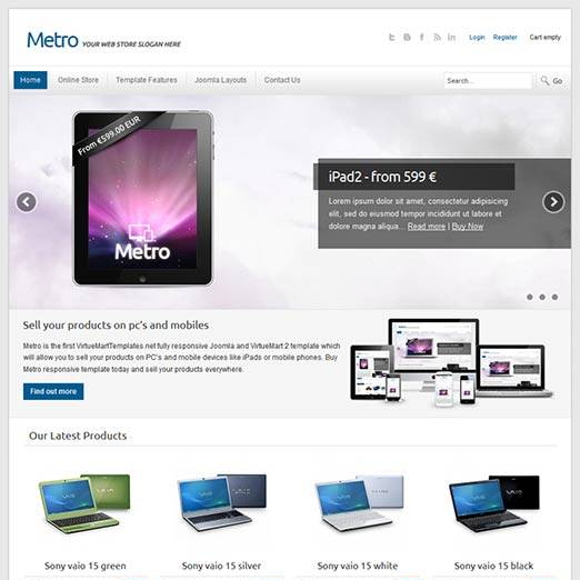 VirtuemartTemplates Metro - Download Virtuemart Joomla Template