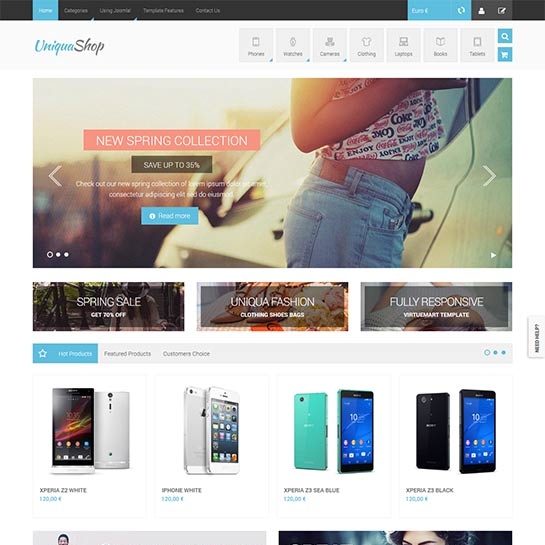 VirtuemartTemplates Uniqua Shop - Download Virtuemart Joomla Template