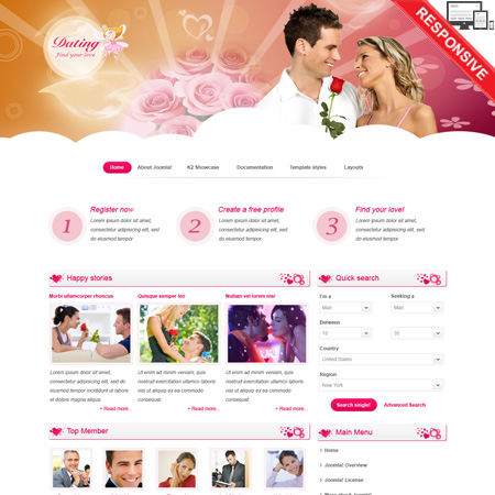 VTEM Dating - Download Responsive Joomla Template