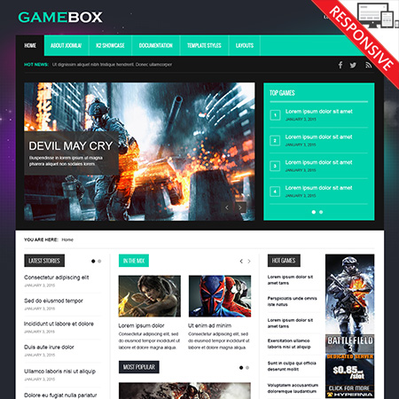 VTEM GameBox - Download Responsive Joomla Template