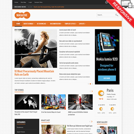 VTEM Magazine - Download Responsive Joomla Template