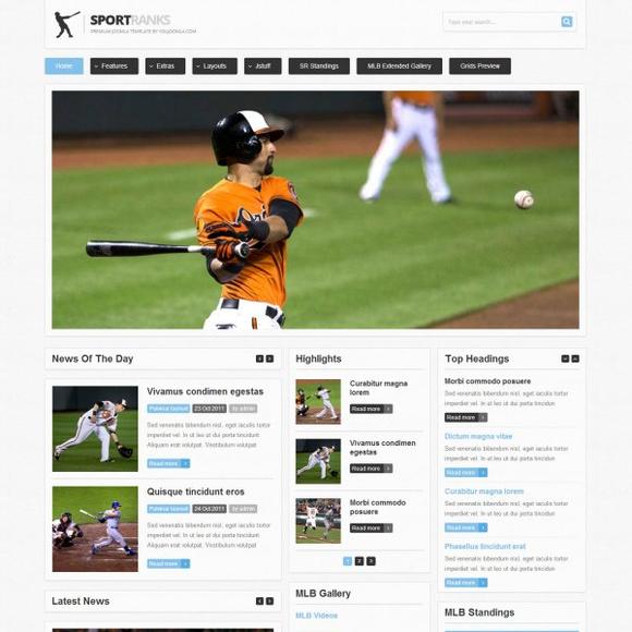 YJ Sportranks - Download Joomla Sports Template