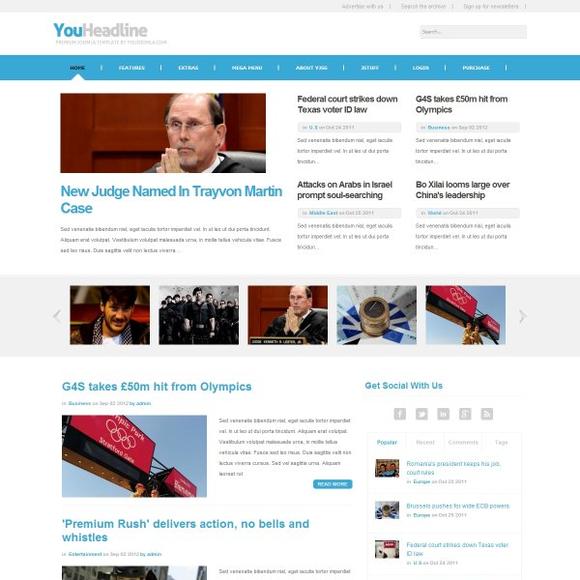YJ YouHeadline - Download News Magazine Joomla Template