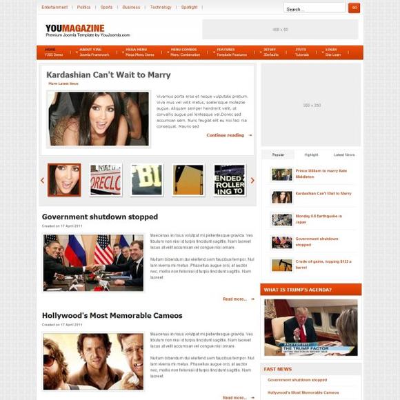 YJ Youmagazine - Download News Joomla Template